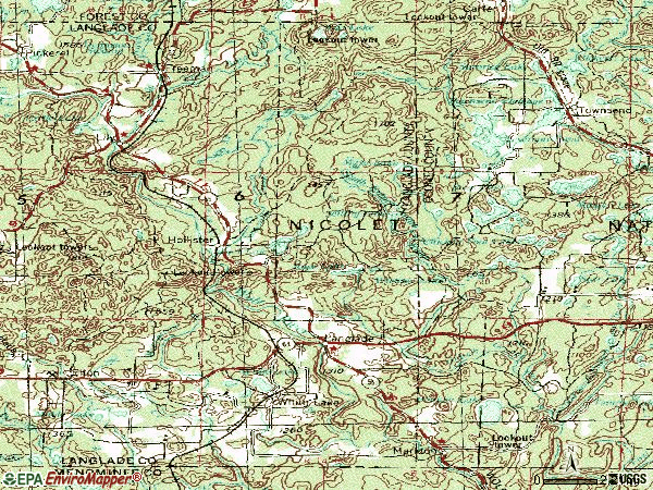 Zip code 54491 topographic map