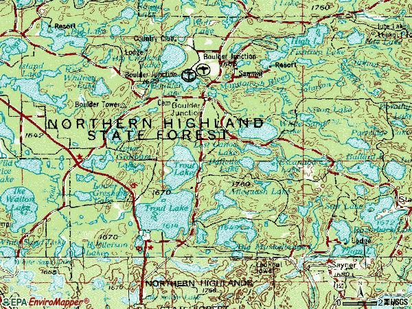 Zip code 54512 topographic map
