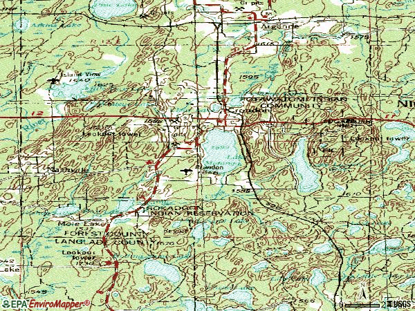 Zip code 54520 topographic map