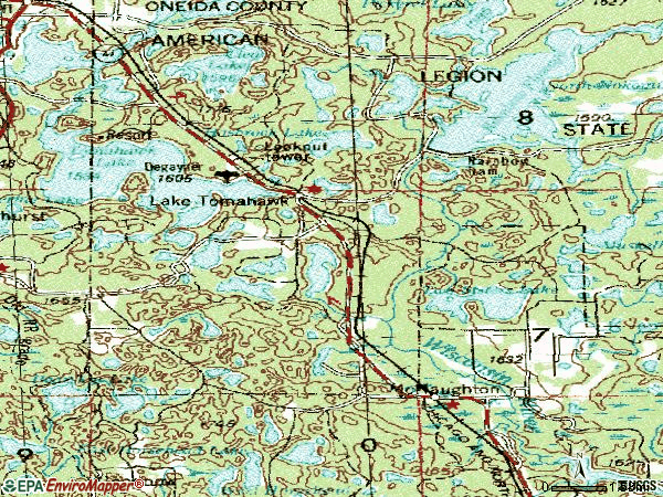 Zip code 54539 topographic map