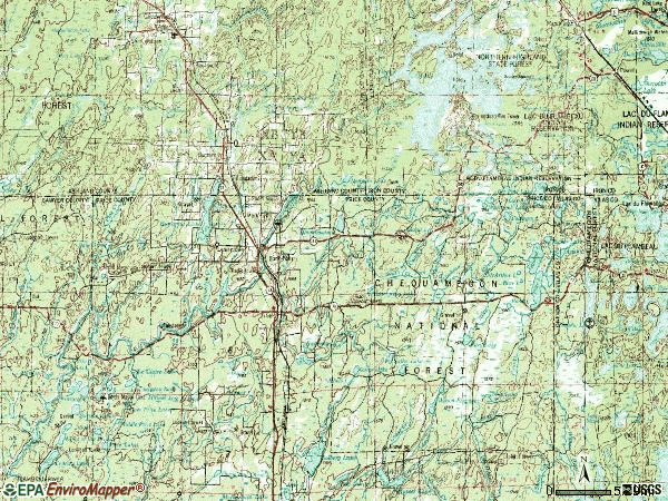 Zip code 54552 topographic map