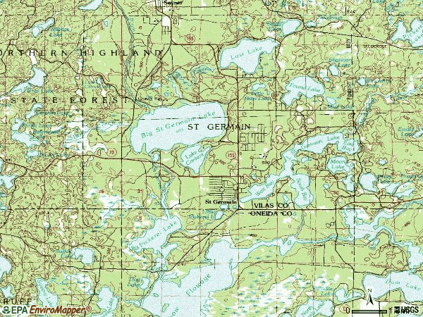 Zip code 54558 topographic map