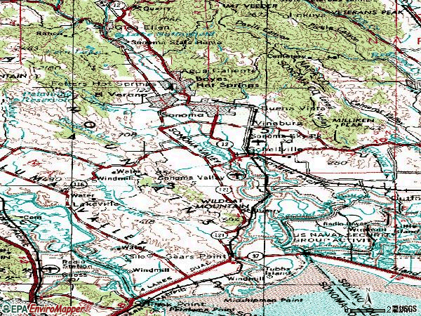 Zip code 95476 topographic map