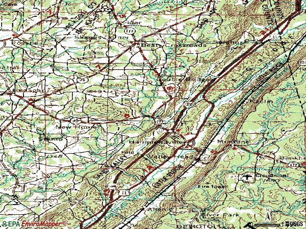 Zip code 35989 topographic map