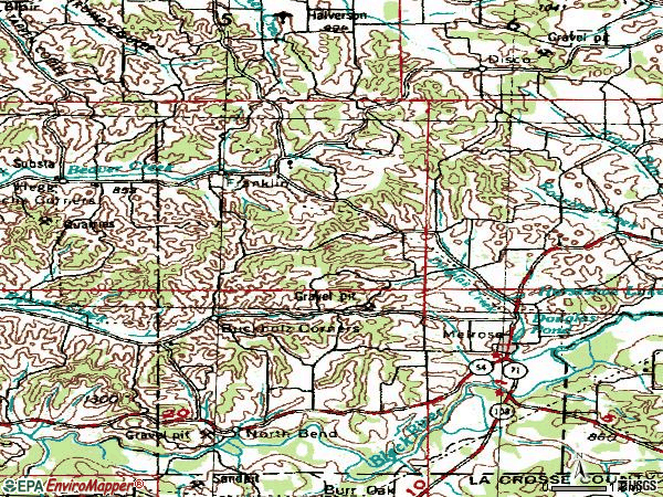 Zip code 54642 topographic map