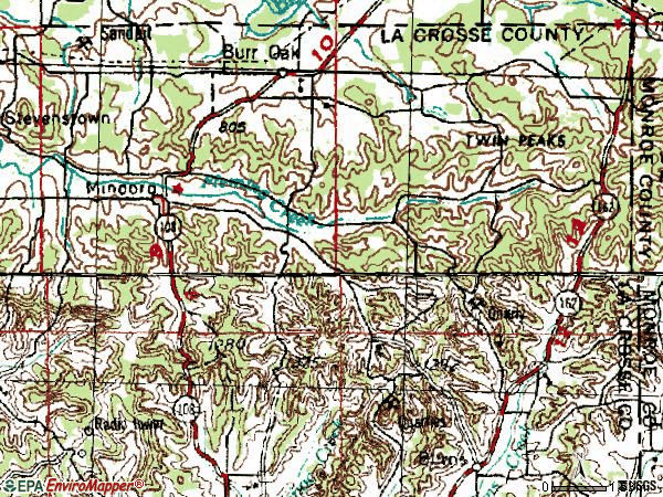 Zip code 54644 topographic map