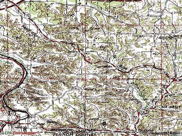 Zip code 54648 topographic map