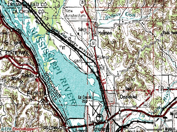 Zip code 54650 topographic map