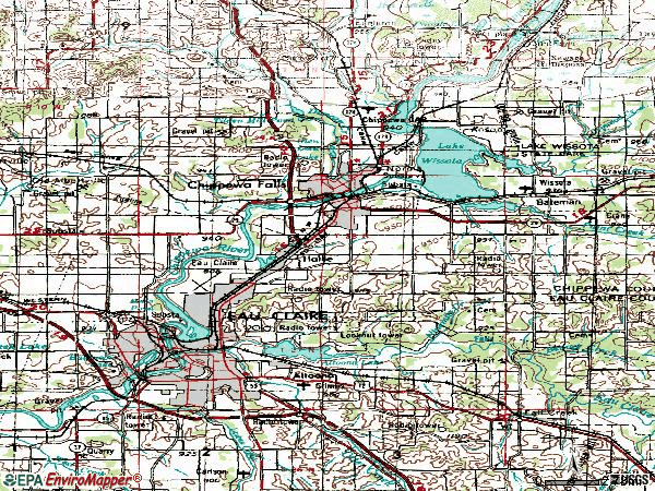 Zip code 54729 topographic map