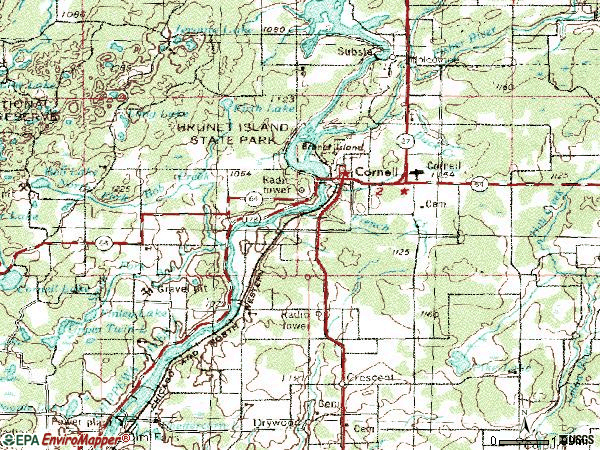 Zip code 54732 topographic map
