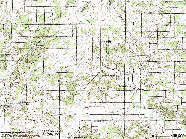Zip code 54733 topographic map