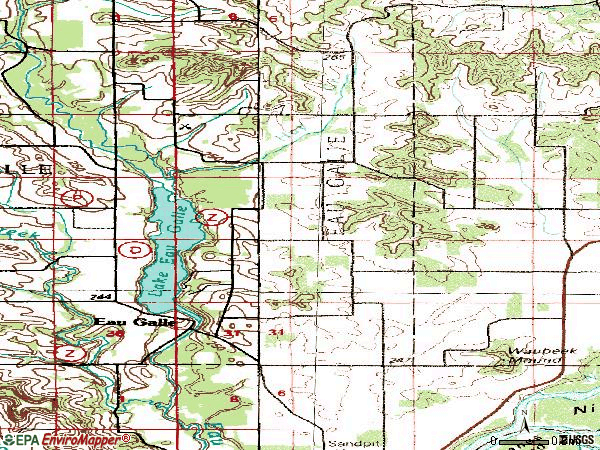 Zip code 54737 topographic map
