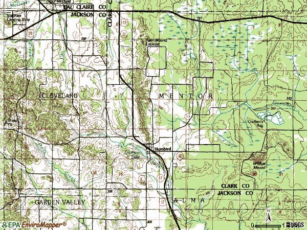 Zip code 54746 topographic map