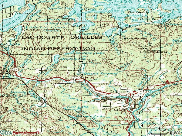 Zip code 54828 topographic map
