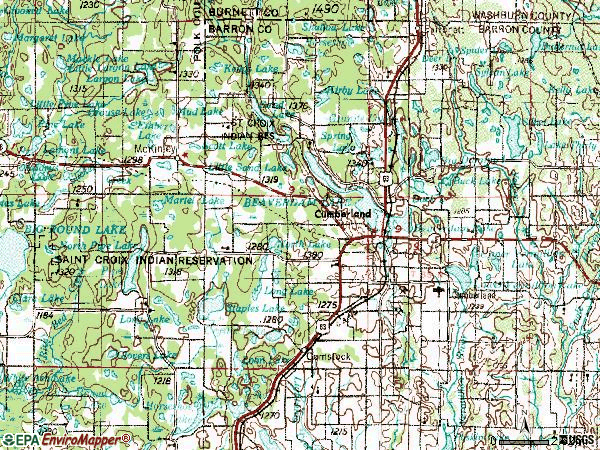 Zip code 54829 topographic map