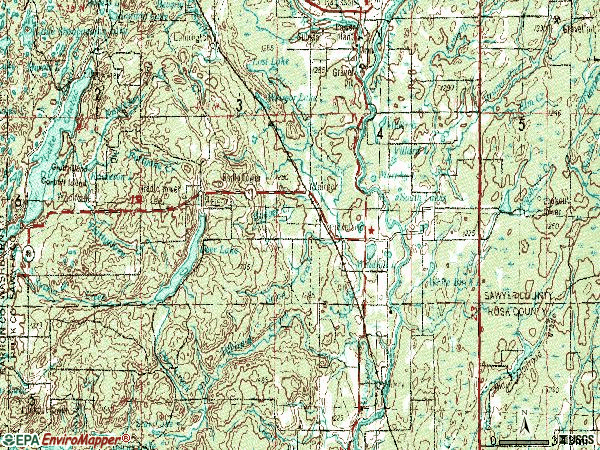 Zip code 54835 topographic map