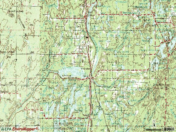 Zip code 54838 topographic map