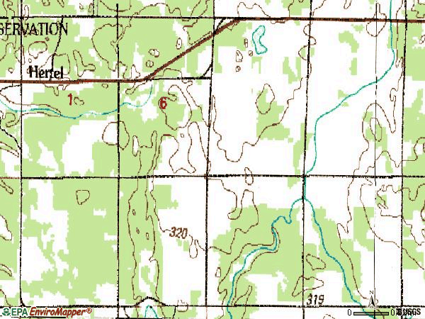 Zip code 54845 topographic map
