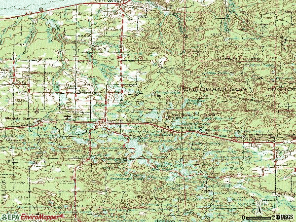 Zip code 54847 topographic map