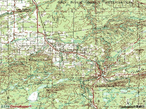 Zip code 54855 topographic map