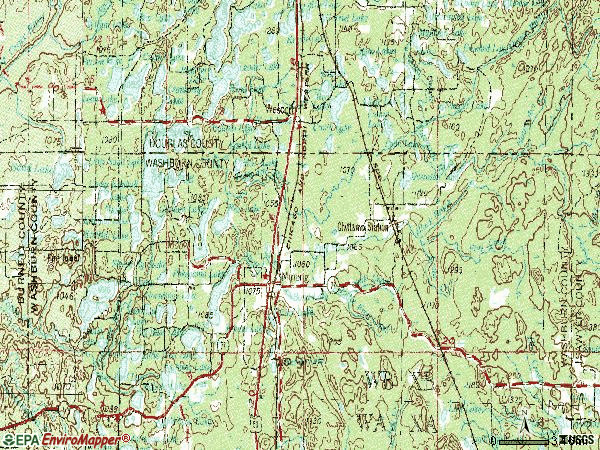 Zip code 54859 topographic map
