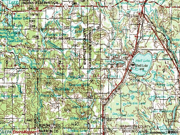 Zip code 54871 topographic map