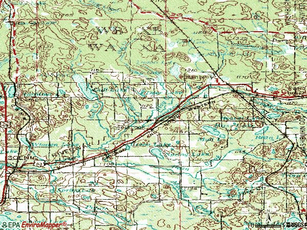 Zip code 54875 topographic map