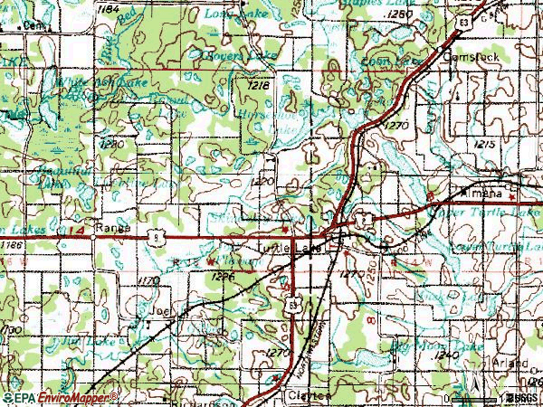 Zip code 54889 topographic map