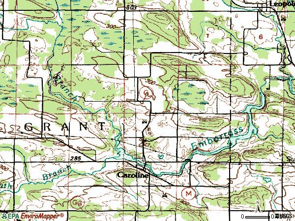 Zip code 54928 topographic map