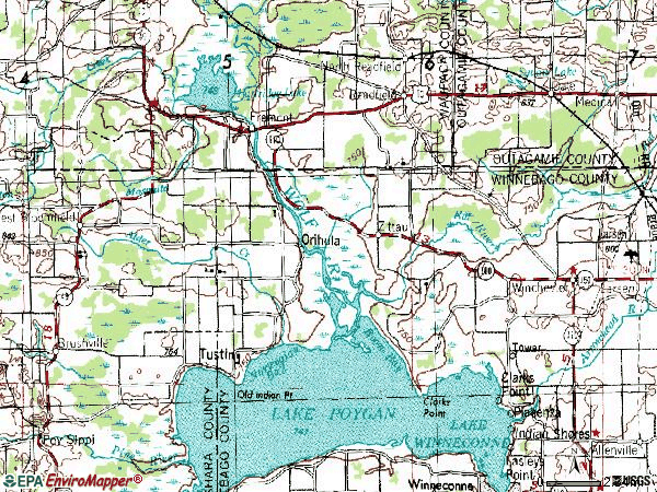 Zip code 54940 topographic map