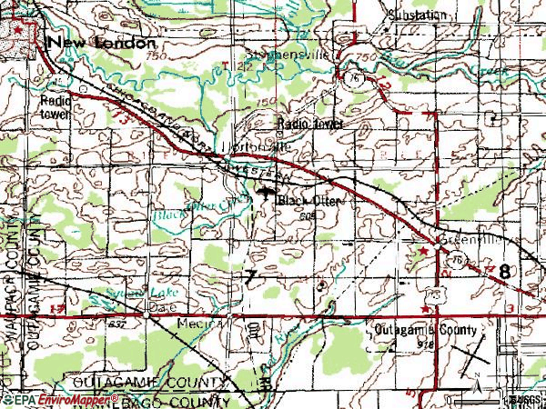 Zip code 54944 topographic map