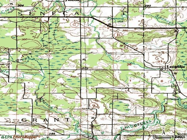 Zip code 54948 topographic map