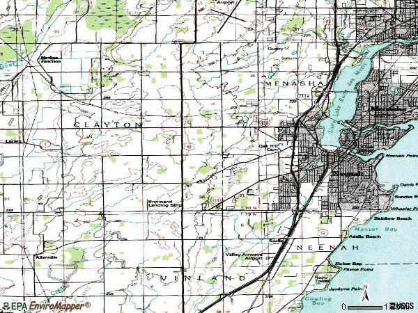 Zip code 54956 topographic map