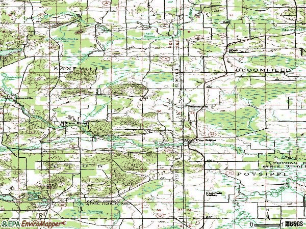 Zip code 54965 topographic map