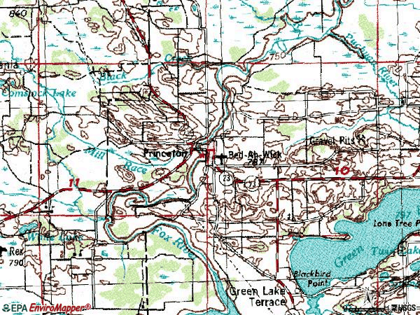Zip code 54968 topographic map