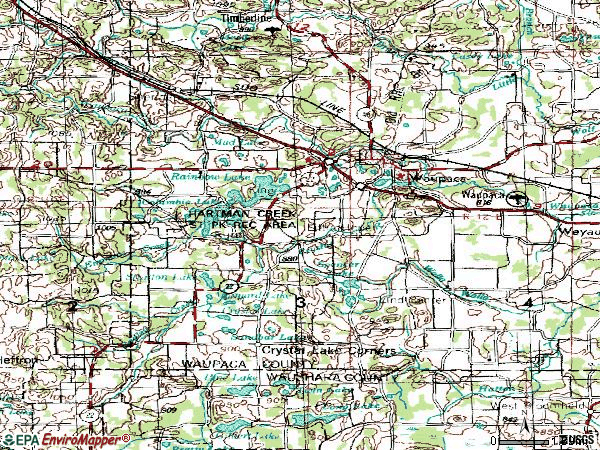 Zip code 54981 topographic map