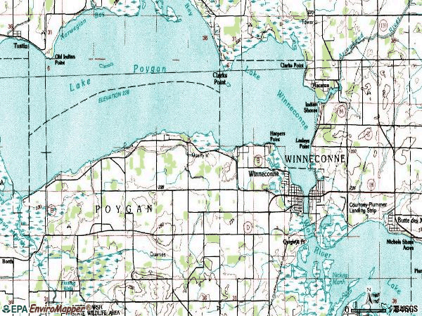 Zip code 54986 topographic map