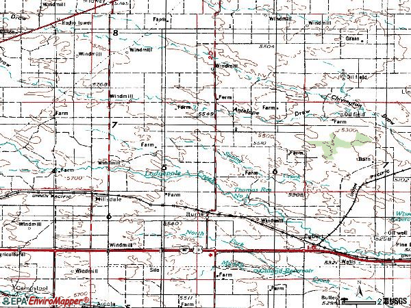 Zip code 82053 topographic map