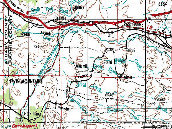 Zip code 82059 topographic map