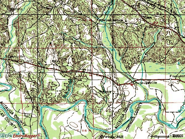Zip code 36003 topographic map