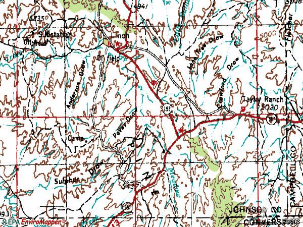 Zip code 82640 topographic map