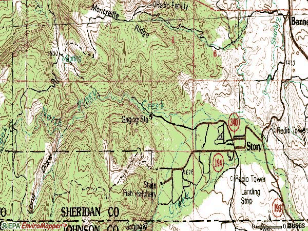 Zip code 82842 topographic map