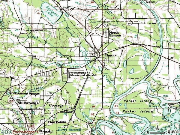 Zip code 36025 topographic map