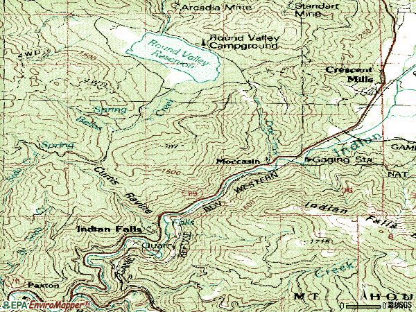 Zip code 95934 topographic map