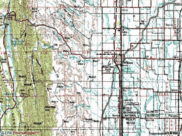 Zip code 95988 topographic map