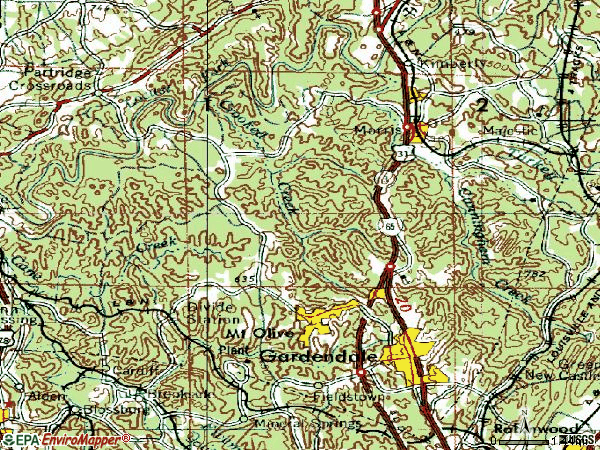 Zip code 35071 topographic map
