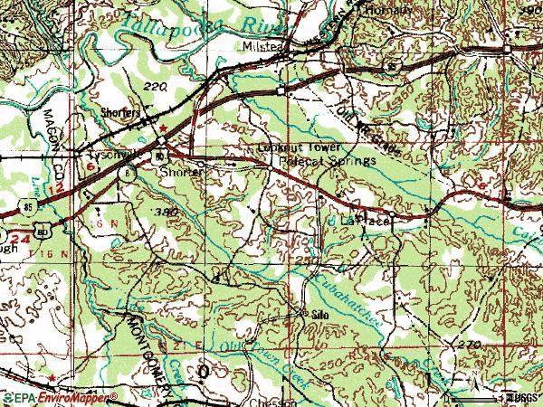 Zip code 36075 topographic map