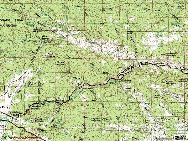 Zip code 80515 topographic map