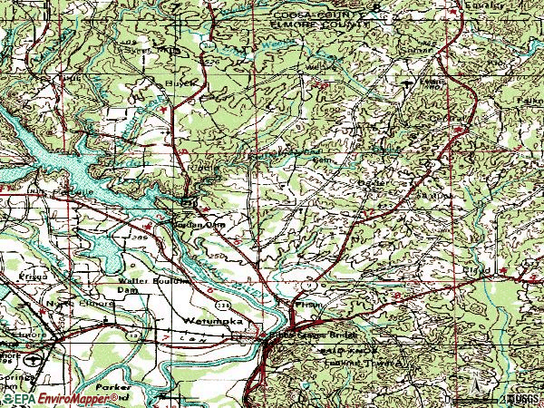 Zip code 36092 topographic map
