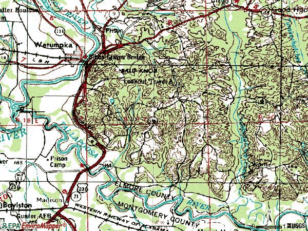 Zip code 36093 topographic map